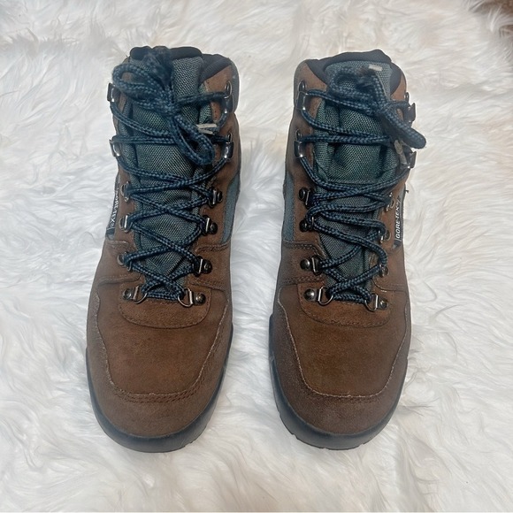 Merrell Gore-Tex Hiking Boots Brown Suede Green Waterproof Women 7.5 Air Cushion - Picture 2 of 8